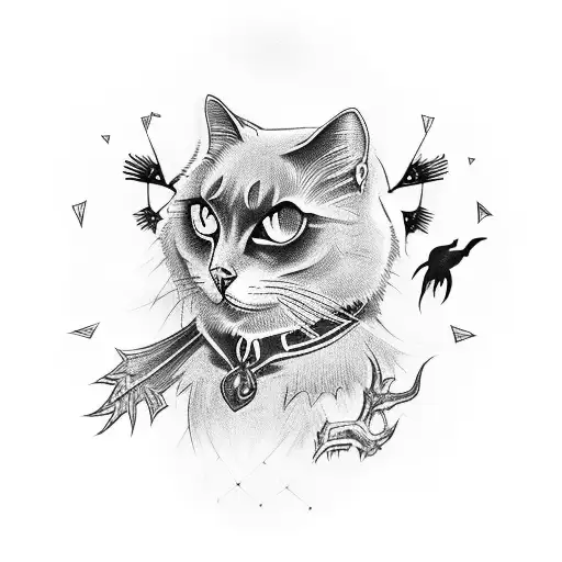 A Gothic-inspired Video Game Character With Black Cats And Crows Flying Around Them