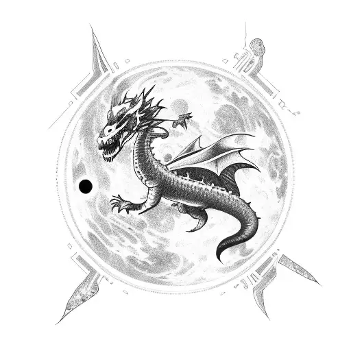 Space Dragon Flying Through Planets