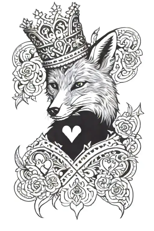 A Fox Wearing A Crown With Playing Cards
