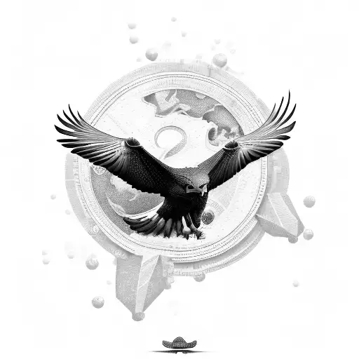 A Flying Eagle With A Bitcoin In Its Mouth