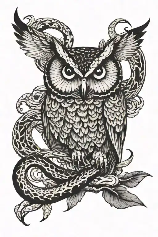 Owl Battling Snake
