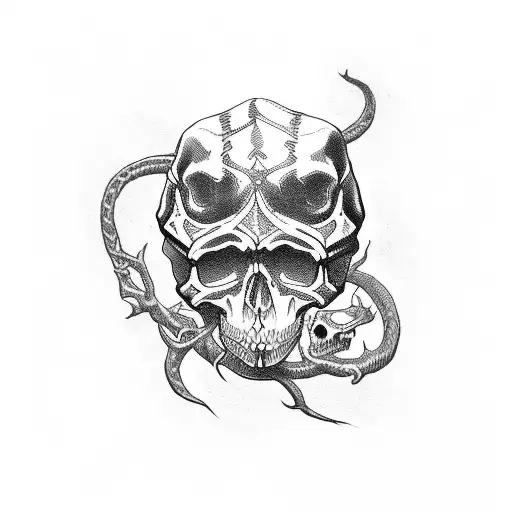 Dark Snake With Skull