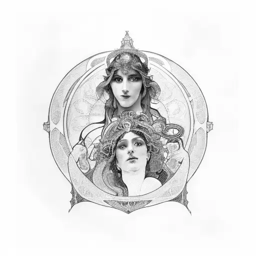 Hecate Goddess Painted In Alphonse Mucha Style
