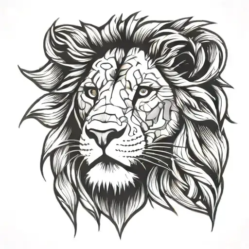 Lion Head In 2D Style