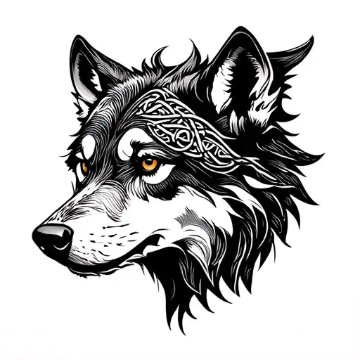 Celtic Wolf Looking Forward