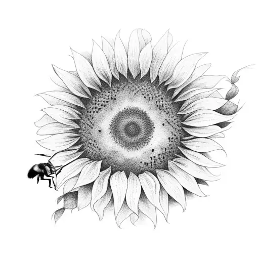 A Bumble Bee Landing On A Sunflower