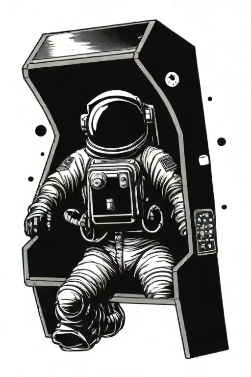 Astronaut Playing On An Arcade Game