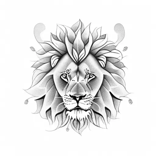 Lion With Flowers Blue Eye