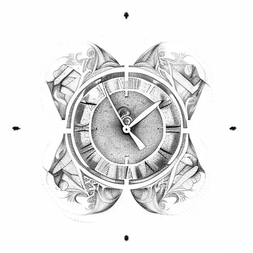 Large Clock With Various Drawings Inside