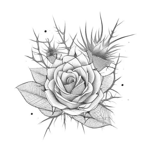 Elongated Organic Line Dead Flowers Sharp And Prickly