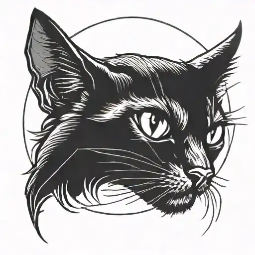 Black Cat In Profile With Fangs In A Circle