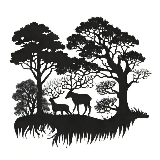 Silhouette Tree With Family