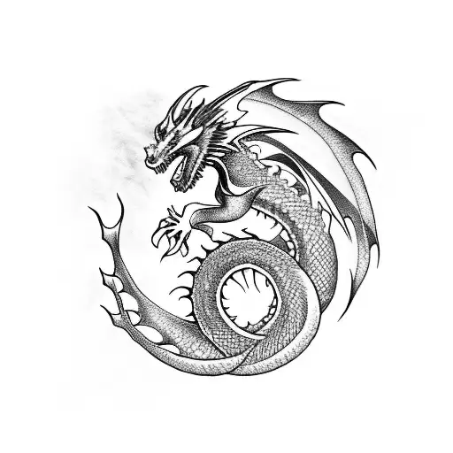 Spiraling Dragon From Sholuder To Waist