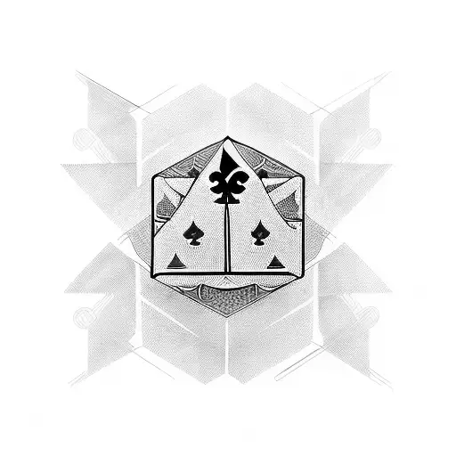 Chess And Poker Symbols Intertwined In A Geometric Design