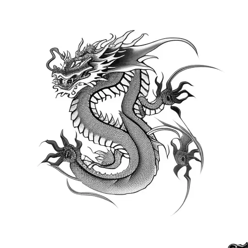 Asian Dragon Serpentine From Shoulder To Waist