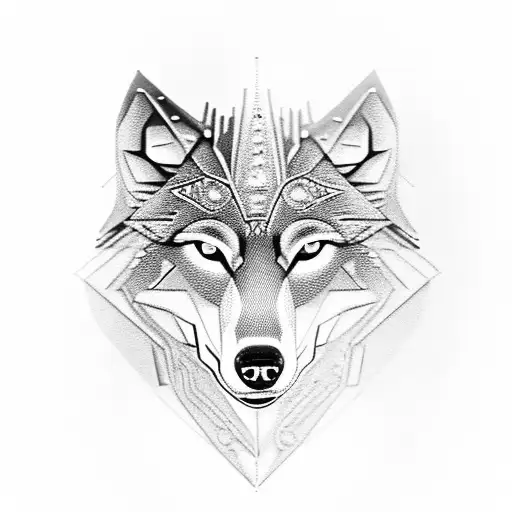 A Robotic Wolf With Glowing Led Eyes And Intricate Metal Details