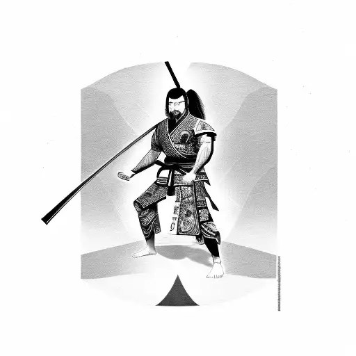 A Samurai Warrior Practicing Brasilian Jiu Jitsu Techniques