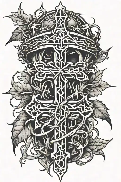 Cross And Crown Of Thorns Wrapped