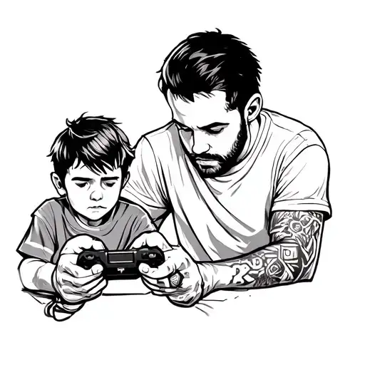 Father And Son Playing Videogames