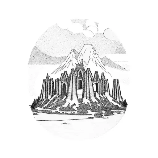 Cathedral Ruins With Mount Saint Helens In Background