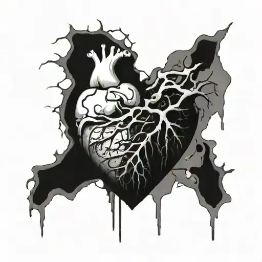 Corrupted And Decaying Black Heart With Black Veins Leading To It