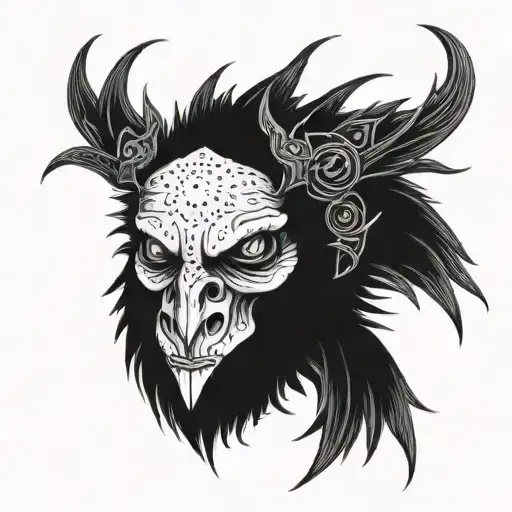 Demon Crow With 4 Wite Eyes