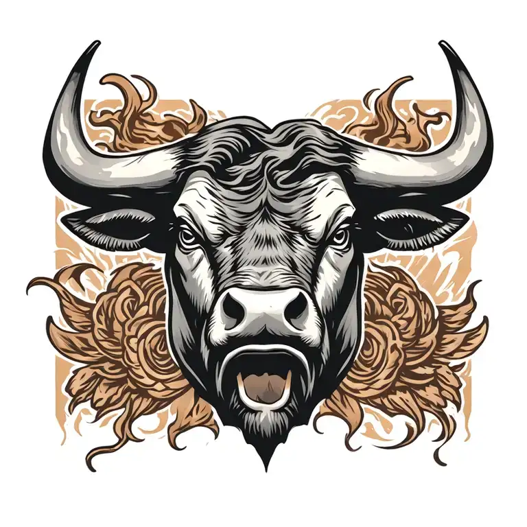 Chicago Bull Head With Smoke Coming Out Of His Nose