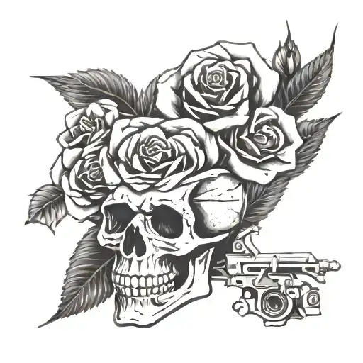 Skull Roses Guns N Roses