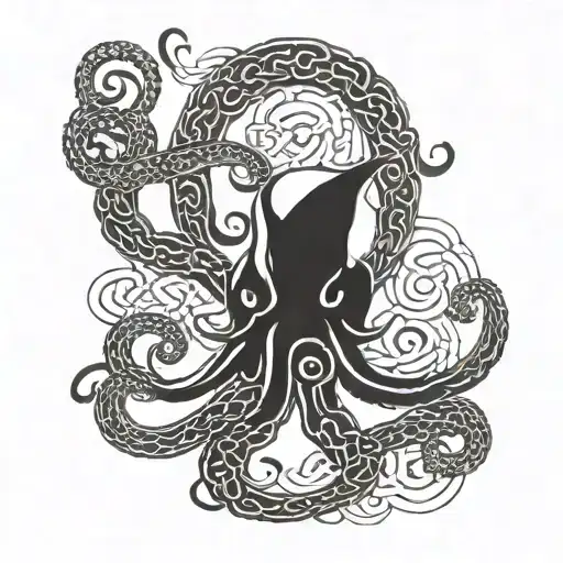 Kraken And Celtic Knotwork Design Incorporating