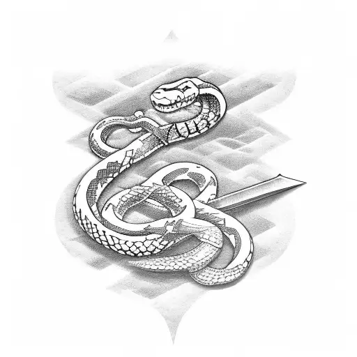 A Sword Surrounded By A Snake