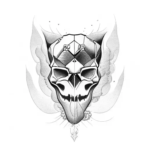 Open Skull With Cats Lounging Inside