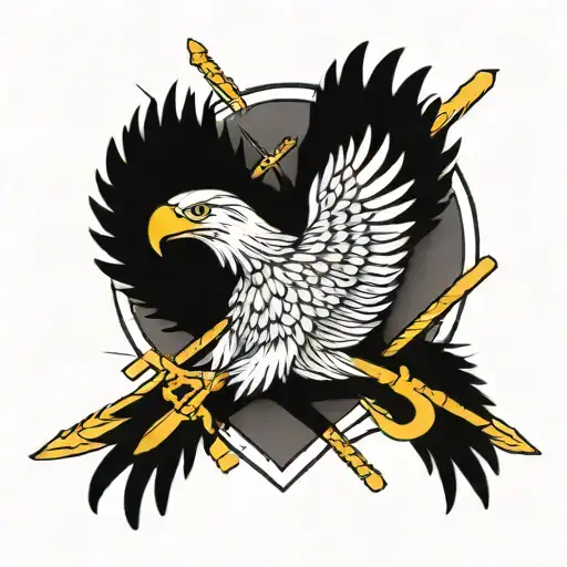 Eagle With Golden Bow Arrows Crossed