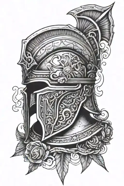 Spartan Helmet Adorned With Symbols