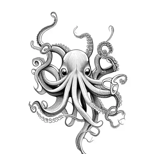 A Great Octopus Going Up Gracefully