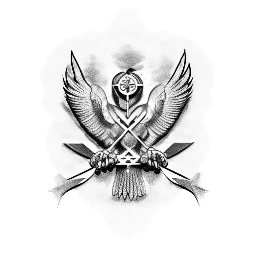 Dark Raven With Ancient Greece Symbols