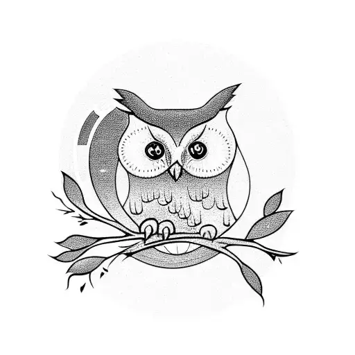 Owl And Trees With Moon