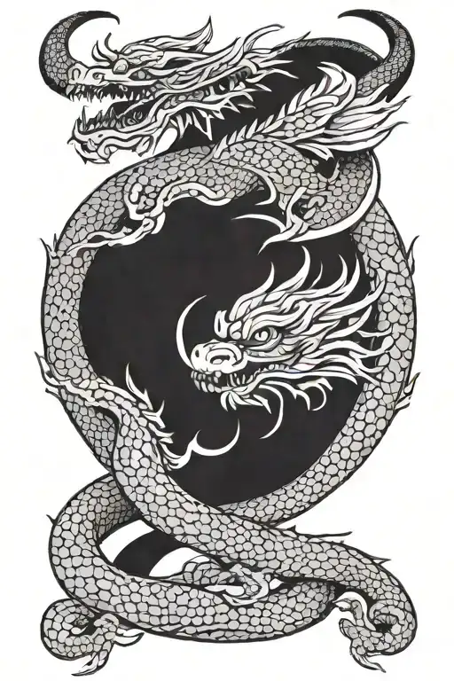 Dragon Hugging Yingyang Symbol
