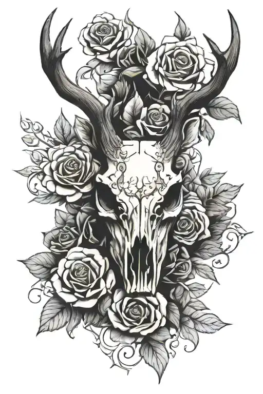 Deer Skull And Roses
