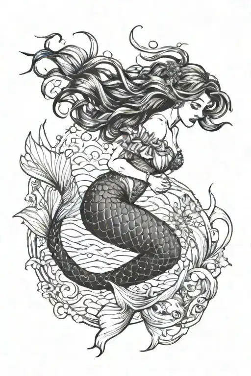 Mermaid Holding A Girl