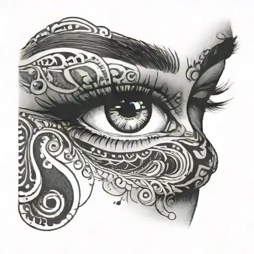 Woman Eyes With Lip Print