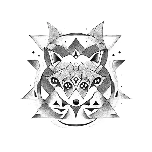 Two Foxes Around The Red Sun