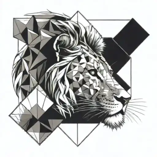 Lion And Geo Symteric Shapes