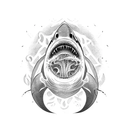 Great White Shark And Squid