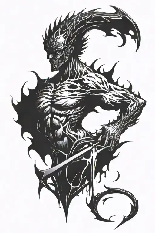 Black And White Berserk Stigma With Some Blood Running Down