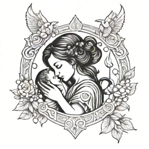 Virgo Holding Baby Aquarius And Baby Libra Zodiac