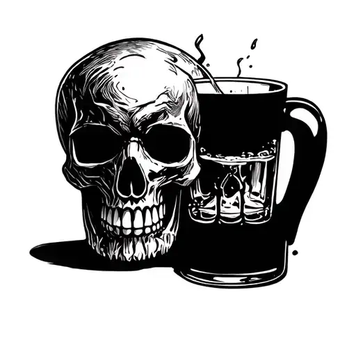 Whiskey Cup And A Skull