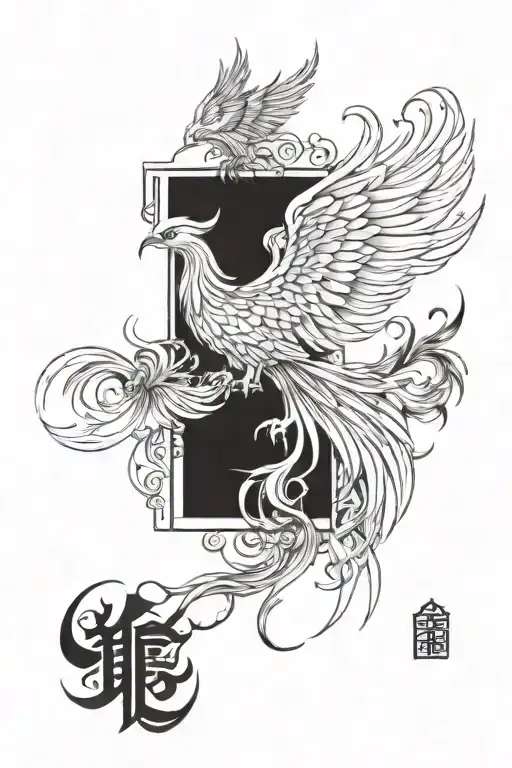 Cover Chinese Writing Pheonix On The Back