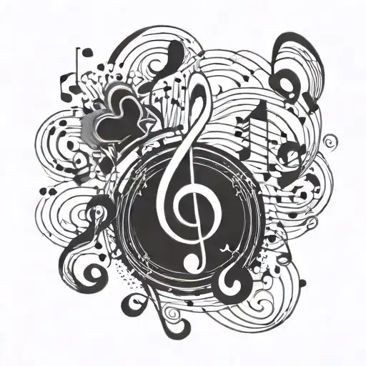 An Abstract Design Incorporating Musical Notes And Electrical Symbols