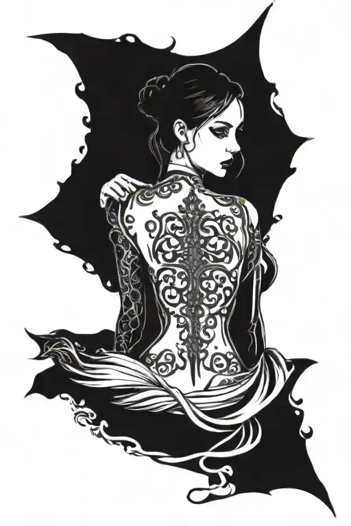 Gothic Back Tattoo Women
