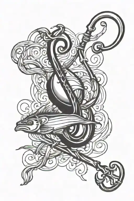 Fishing Hook With Heart Intertwined